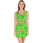 lime green Emoji Bodycon Dress