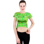 lime green Emoji Crew Neck Crop Top