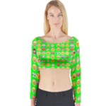 lime green Emoji Long Sleeve Crop Top (Tight Fit)