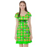 lime green Emoji Short Sleeve Skater Dress