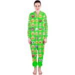 lime green Emoji Hooded Jumpsuit (Ladies)