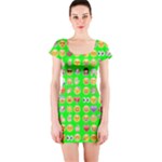 lime green Emoji Short Sleeve Bodycon Dress