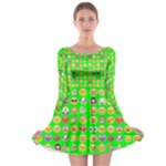 lime green Emoji Long Sleeve Skater Dress