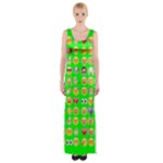 lime green Emoji Maxi Thigh Split Dress