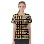 black Emoji Women s Sport Mesh Tee