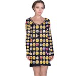 black Emoji Long Sleeve Nightdress