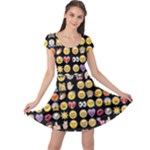 black Emoji Cap Sleeve Dress