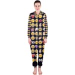 black Emoji Hooded Jumpsuit (Ladies)