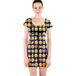 black Emoji Short Sleeve Bodycon Dress