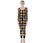 black Emoji Long Sleeve Catsuit