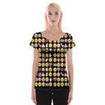 black Emoji Women s Cap Sleeve Top