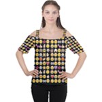 black Emoji Women s Cutout Shoulder Tee