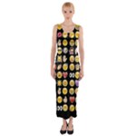 black Emoji Fitted Maxi Dress