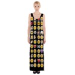 black Emoji Maxi Thigh Split Dress