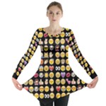 black Emoji Long Sleeve Tunic 