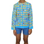 teal Emoji Kid s Long Sleeve Swimwear