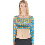 teal Emoji Long Sleeve Crop Top (Tight Fit)