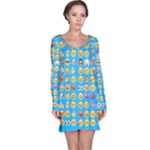 teal Emoji Long Sleeve Nightdress