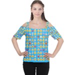 teal Emoji Women s Cutout Shoulder Tee