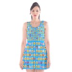 teal Emoji Scoop Neck Skater Dress