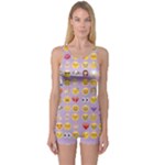 pastel purple Emoji  One Piece Boyleg Swimsuit