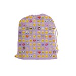 pastel purple Emoji  Drawstring Pouch (Large)