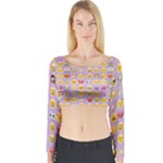 pastel purple Emoji  Long Sleeve Crop Top (Tight Fit)