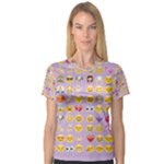 pastel purple Emoji  Women s V-Neck Sport Mesh Tee