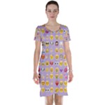 pastel purple Emoji  Short Sleeve Nightdress