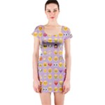 pastel purple Emoji  Short Sleeve Bodycon Dress