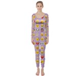 pastel purple Emoji  Long Sleeve Catsuit