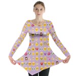 pastel purple Emoji  Long Sleeve Tunic 