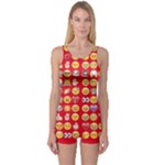 red Emoji  One Piece Boyleg Swimsuit