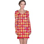 red Emoji  Long Sleeve Nightdress