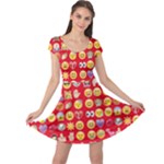 red Emoji  Cap Sleeve Dress