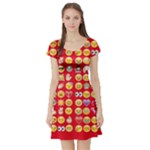 red Emoji  Short Sleeve Skater Dress