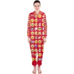 red Emoji  Hooded Jumpsuit (Ladies)