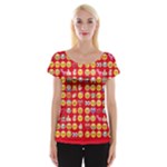 red Emoji  Women s Cap Sleeve Top