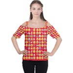 red Emoji  Women s Cutout Shoulder Tee