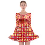 red Emoji  Long Sleeve Skater Dress