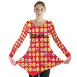 red Emoji  Long Sleeve Tunic 