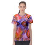 Crystal Star Dance, Abstract Purple Orange Women s Sport Mesh Tee