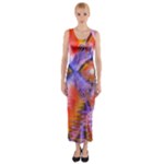 Crystal Star Dance, Abstract Purple Orange Fitted Maxi Dress