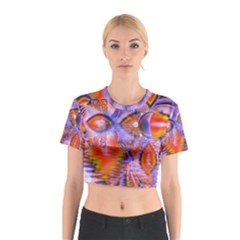 Crystal Star Dance, Abstract Purple Orange Cotton Crop Top from ArtsNow.com