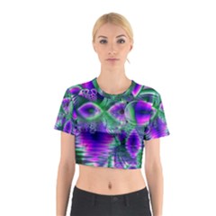 Evening Crystal Primrose, Abstract Night Flowers Cotton Crop Top from ArtsNow.com