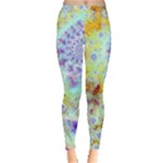 Golden Violet Sea Shells, Abstract Ocean Leggings 