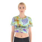 Golden Violet Sea Shells, Abstract Ocean Cotton Crop Top