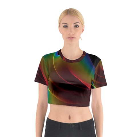 Liquid Rainbow, Abstract Wave Of Cosmic Energy  Cotton Crop Top from ArtsNow.com