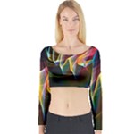 Northern Lights, Abstract Rainbow Aurora Long Sleeve Crop Top