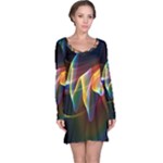 Northern Lights, Abstract Rainbow Aurora Long Sleeve Nightdress